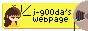 pixelart, yellow background, j-g00da on the left, j-g00da's webpage text in the center, a spool of magnetic tape rotating on the right
