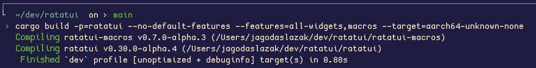 Ratatui compiled for aarch64-unknown-none