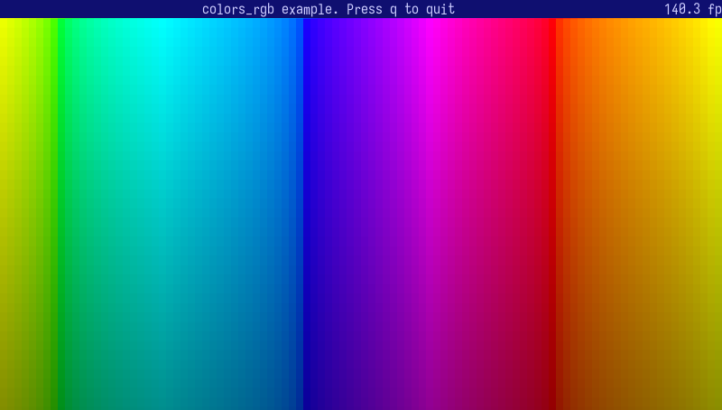 colors_rgb example running at 140 FPS using soft_ratatui