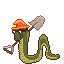 pixelart of a snake with a shovel.
